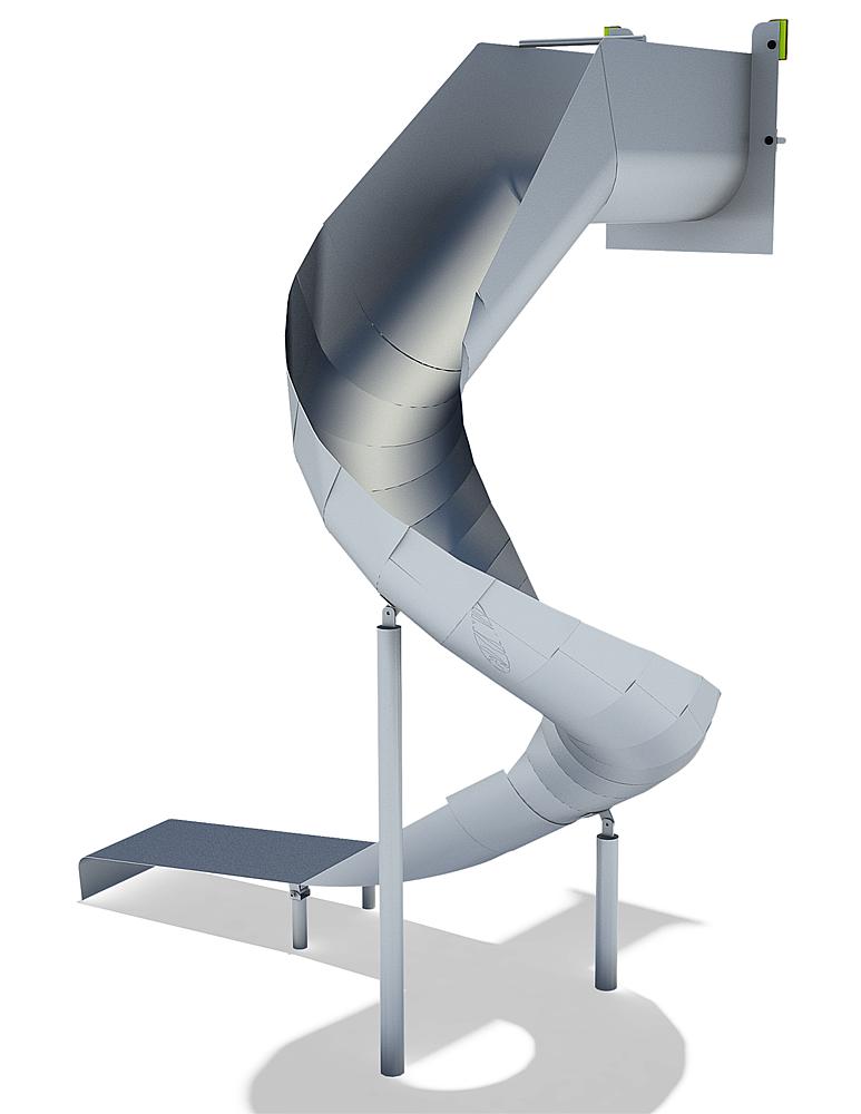 Channel add-on slide 270 degree, spiralled to left, stainless steel, ph 295 cm