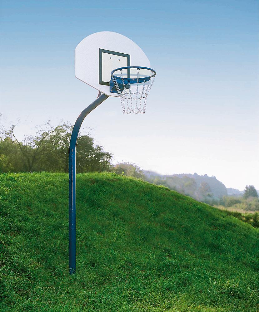 Basketball system steel tube with ground sleeve