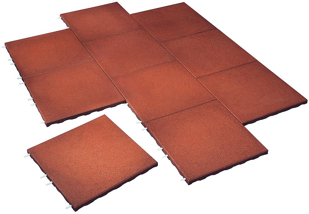 Impact attenuation tile, standard tile - 50x50x3 cm, red-brown