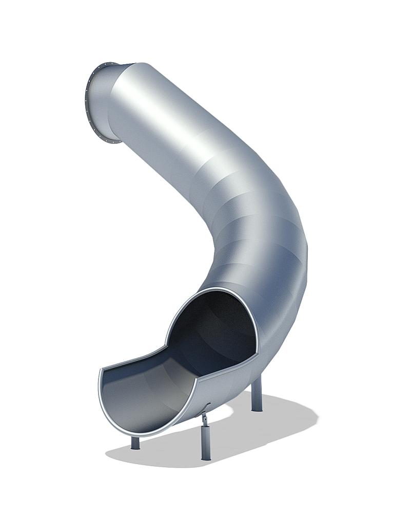 Tubular add-on slide 80 degree, spiralled to right, ph 245 cm