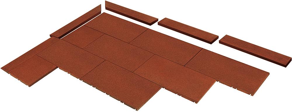 Impact attenuation tile, corner tile - 100x25x3 cm, red-brown