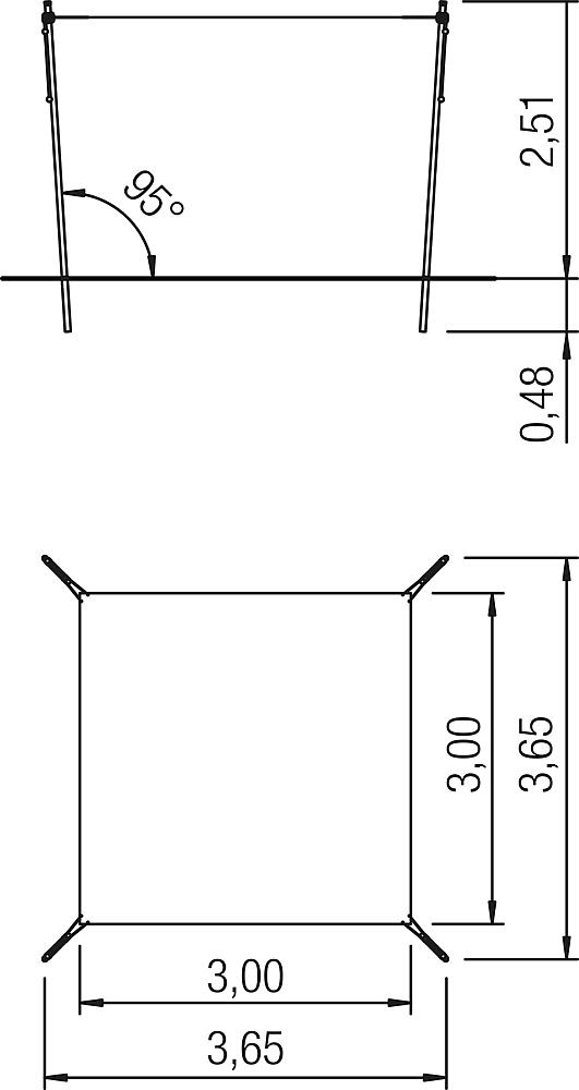 Awning height-adjustable 3x3 m